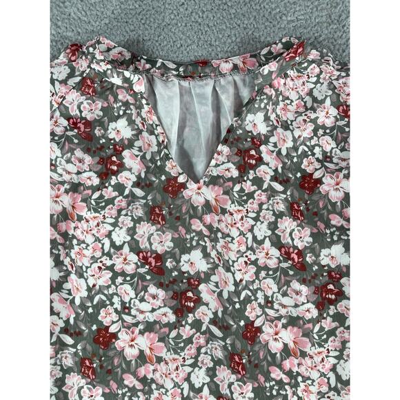 BTFBM Shirt Womens 2XL XXL Multicolor Plus Floral Amazon Lined Lightweight Top - Picture 2 of 11